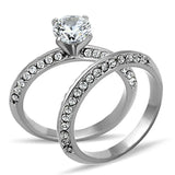 TK1320 - High polished (no plating) Stainless Steel Ring with AAA Grade CZ in Clear - Alamode - Flyclothing LLC