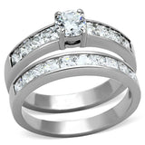 TK1321 - High polished (no plating) Stainless Steel Ring with AAA Grade CZ in Clear - Alamode - Flyclothing LLC