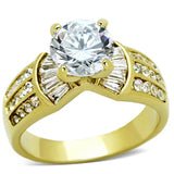TK1323 - IP Gold(Ion Plating) Stainless Steel Ring with AAA Grade CZ in Clear - Alamode - Flyclothing LLC