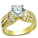 TK1323 - IP Gold(Ion Plating) Stainless Steel Ring with AAA Grade CZ  in Clear