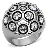 TK1325 - High polished (no plating) Stainless Steel Ring with Top Grade Crystal  in Clear - Alamode