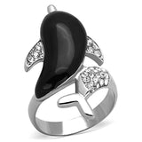 TK1326 - High polished (no plating) Stainless Steel Ring with Top Grade Crystal  in Clear - Alamode