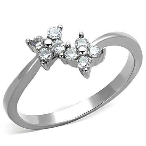 TK1333 - High polished (no plating) Stainless Steel Ring with AAA Grade CZ in Clear - Alamode - Flyclothing LLC