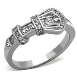 TK1334 - High polished (no plating) Stainless Steel Ring with Top Grade Crystal  in Clear - Alamode