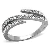 TK1338 - High polished (no plating) Stainless Steel Ring with Top Grade Crystal  in Clear - Alamode