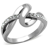 TK1341 - High polished (no plating) Stainless Steel Ring with Top Grade Crystal in Clear - Alamode - Flyclothing LLC