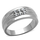 TK1357 - High polished (no plating) Stainless Steel Ring with Top Grade Crystal  in Clear - Alamode