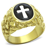 TK1358 - Two-Tone IP Gold (Ion Plating) Stainless Steel Ring with No Stone - Alamode