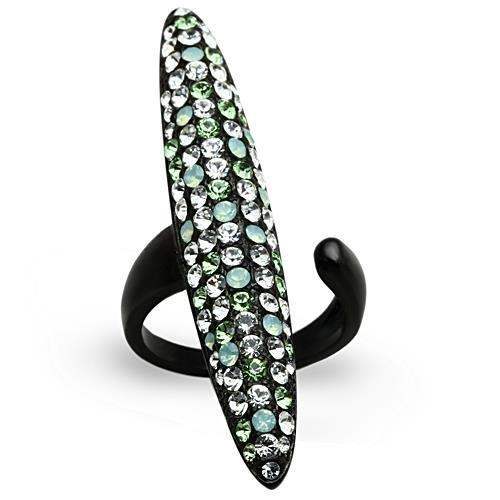 TK1365 - IP Black(Ion Plating) Stainless Steel Ring with Top Grade Crystal in Multi Color - Alamode - Flyclothing LLC