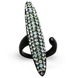 TK1365 - IP Black(Ion Plating) Stainless Steel Ring with Top Grade Crystal in Multi Color - Alamode - Flyclothing LLC