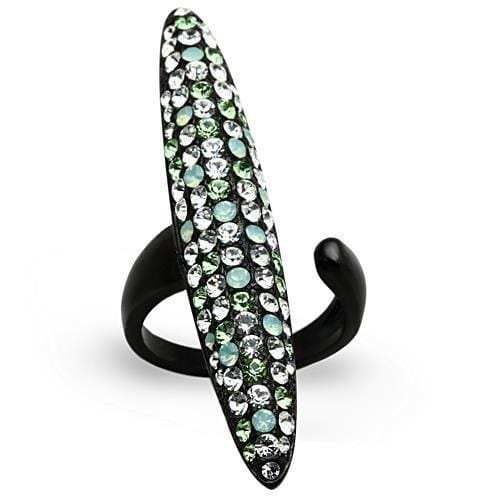TK1365 - IP Black(Ion Plating) Stainless Steel Ring with Top Grade Crystal in Multi Color - Alamode - Flyclothing LLC