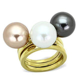 TK1370 - IP Gold(Ion Plating) Stainless Steel Ring with Synthetic Pearl in Multi Color - Alamode - Flyclothing LLC