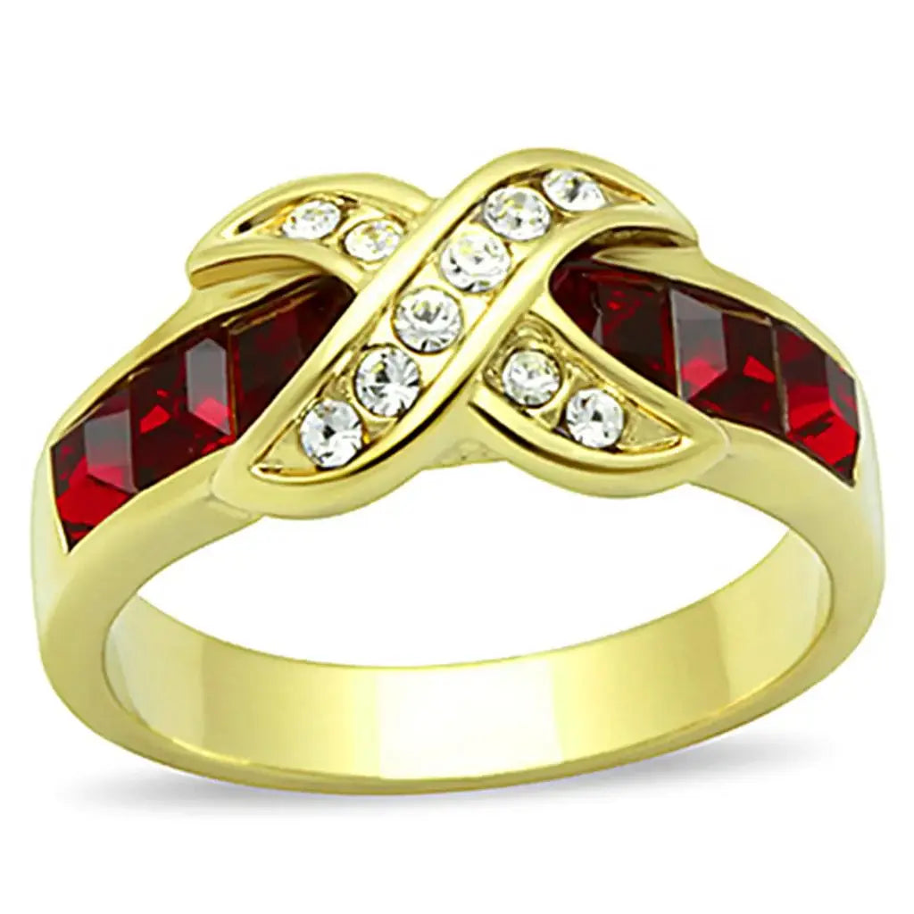 TK1388 - IP Gold(Ion Plating) Stainless Steel Ring with Top Grade Crystal in Siam - Alamode - Flyclothing LLC