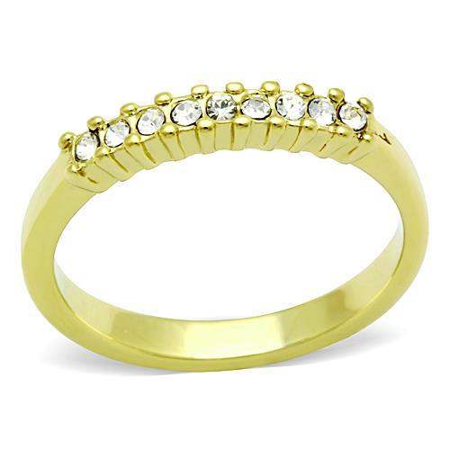 TK1390 - IP Gold(Ion Plating) Stainless Steel Ring with Top Grade Crystal in Clear - Alamode - Flyclothing LLC