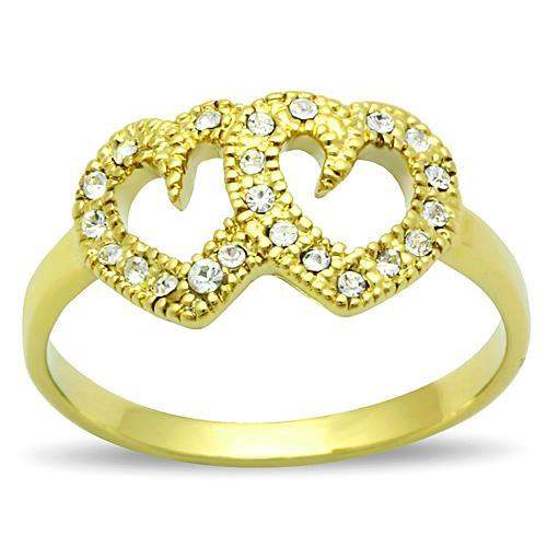 TK1398 - IP Gold(Ion Plating) Stainless Steel Ring with Top Grade Crystal in Clear - Alamode - Flyclothing LLC
