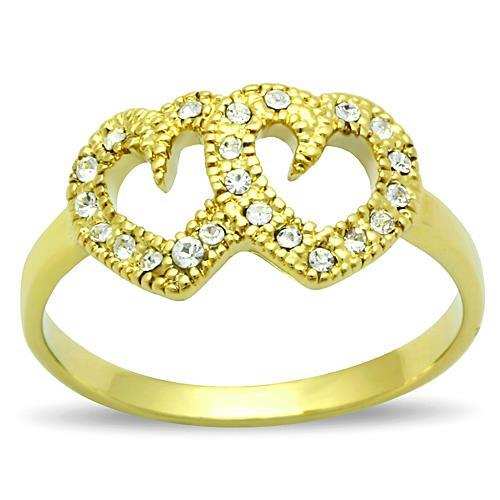 TK1398 - IP Gold(Ion Plating) Stainless Steel Ring with Top Grade Crystal in Clear - Alamode - Flyclothing LLC