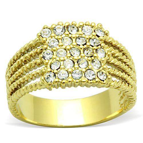 TK1400 - IP Gold(Ion Plating) Stainless Steel Ring with Top Grade Crystal in Clear - Alamode - Flyclothing LLC
