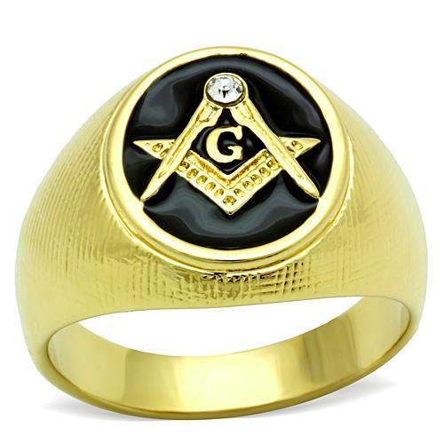 TK1403 - IP Gold(Ion Plating) Stainless Steel Ring with Top Grade Crystal in Clear - Alamode - Flyclothing LLC