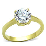 TK1405 - IP Gold(Ion Plating) Stainless Steel Ring with AAA Grade CZ  in Clear - Alamode