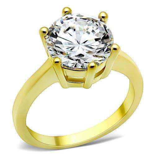TK1407 - IP Gold(Ion Plating) Stainless Steel Ring with AAA Grade CZ in Clear - Alamode - Flyclothing LLC