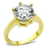 TK1407 - IP Gold(Ion Plating) Stainless Steel Ring with AAA Grade CZ  in Clear