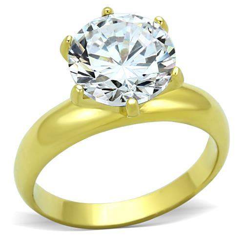 TK1408 - IP Gold(Ion Plating) Stainless Steel Ring with AAA Grade CZ in Clear - Alamode - Flyclothing LLC