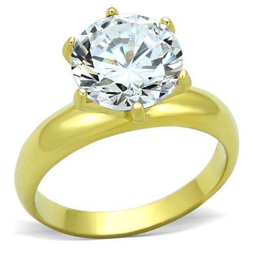 TK1408 - IP Gold(Ion Plating) Stainless Steel Ring with AAA Grade CZ in Clear - Alamode - Flyclothing LLC