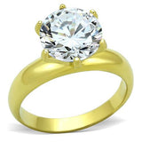 TK1408 - IP Gold(Ion Plating) Stainless Steel Ring with AAA Grade CZ  in Clear
