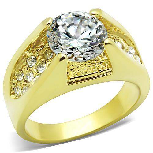 TK1411 - IP Gold(Ion Plating) Stainless Steel Ring with AAA Grade CZ in Clear - Alamode - Flyclothing LLC
