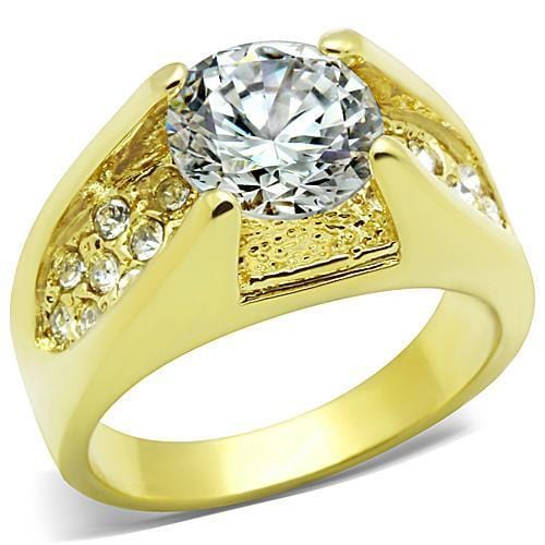 TK1411 - IP Gold(Ion Plating) Stainless Steel Ring with AAA Grade CZ  in Clear - Alamode