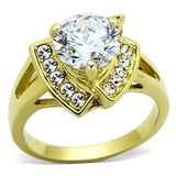 TK1412 - IP Gold(Ion Plating) Stainless Steel Ring with AAA Grade CZ  in Clear - Alamode