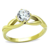 TK1416 - IP Gold(Ion Plating) Stainless Steel Ring with AAA Grade CZ  in Clear - Alamode