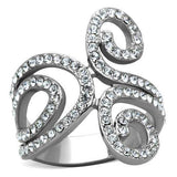 TK1437 - High polished (no plating) Stainless Steel Ring with Top Grade Crystal in Clear - Alamode - Flyclothing LLC