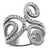 TK1437 - High polished (no plating) Stainless Steel Ring with Top Grade Crystal in Clear - Alamode - Flyclothing LLC
