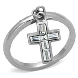 TK1438 - High polished (no plating) Stainless Steel Ring with AAA Grade CZ in Clear - Alamode - Flyclothing LLC