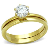 TK1439 - IP Gold(Ion Plating) Stainless Steel Ring with AAA Grade CZ  in Clear - Alamode