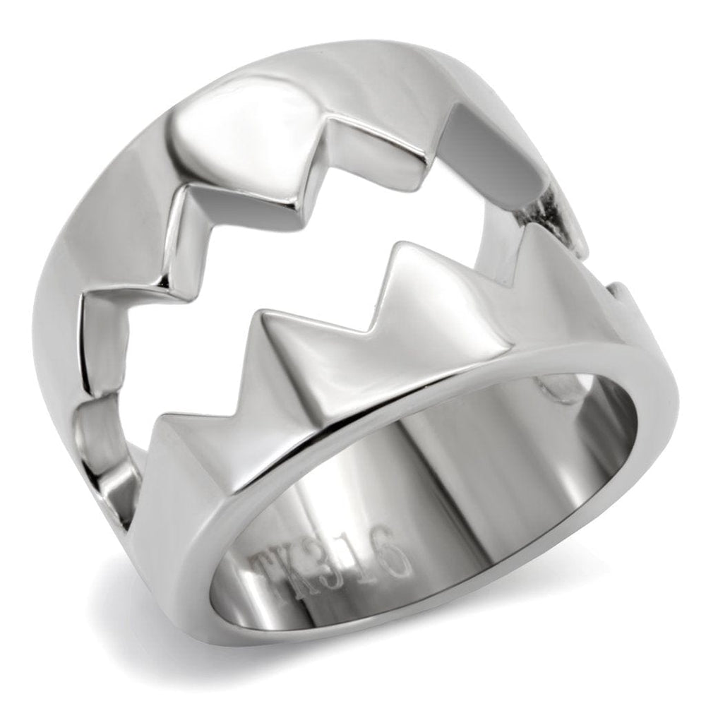 TK143 - High polished (no plating) Stainless Steel Ring with No Stone - Alamode
