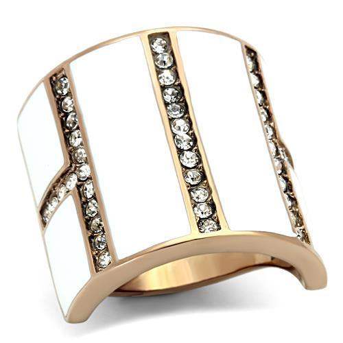 TK1444 - IP Rose Gold(Ion Plating) Stainless Steel Ring with Top Grade Crystal in Clear - Alamode - Flyclothing LLC