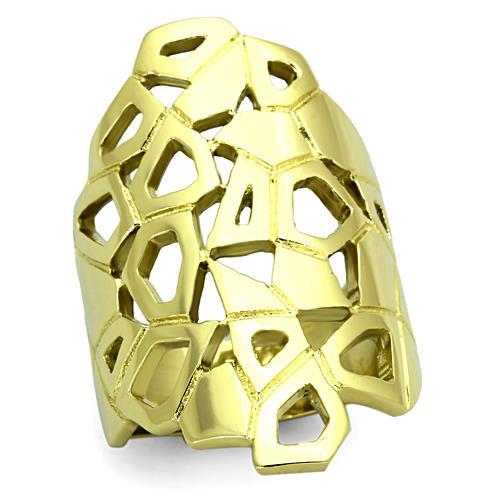 TK1446 - IP Gold(Ion Plating) Stainless Steel Ring with No Stone - Alamode