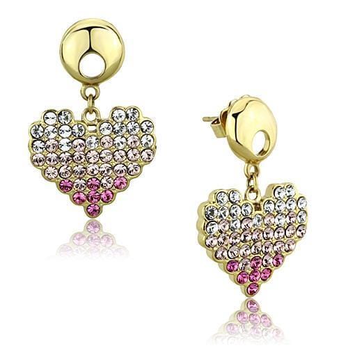 TK1456 - IP Gold(Ion Plating) Stainless Steel Earrings with Top Grade Crystal  in Multi Color - Alamode