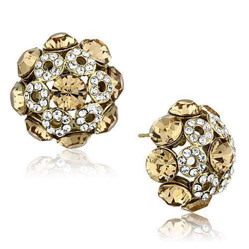 TK1458 - IP Gold(Ion Plating) Stainless Steel Earrings with Top Grade Crystal in Citrine Yellow - Alamode - Flyclothing LLC