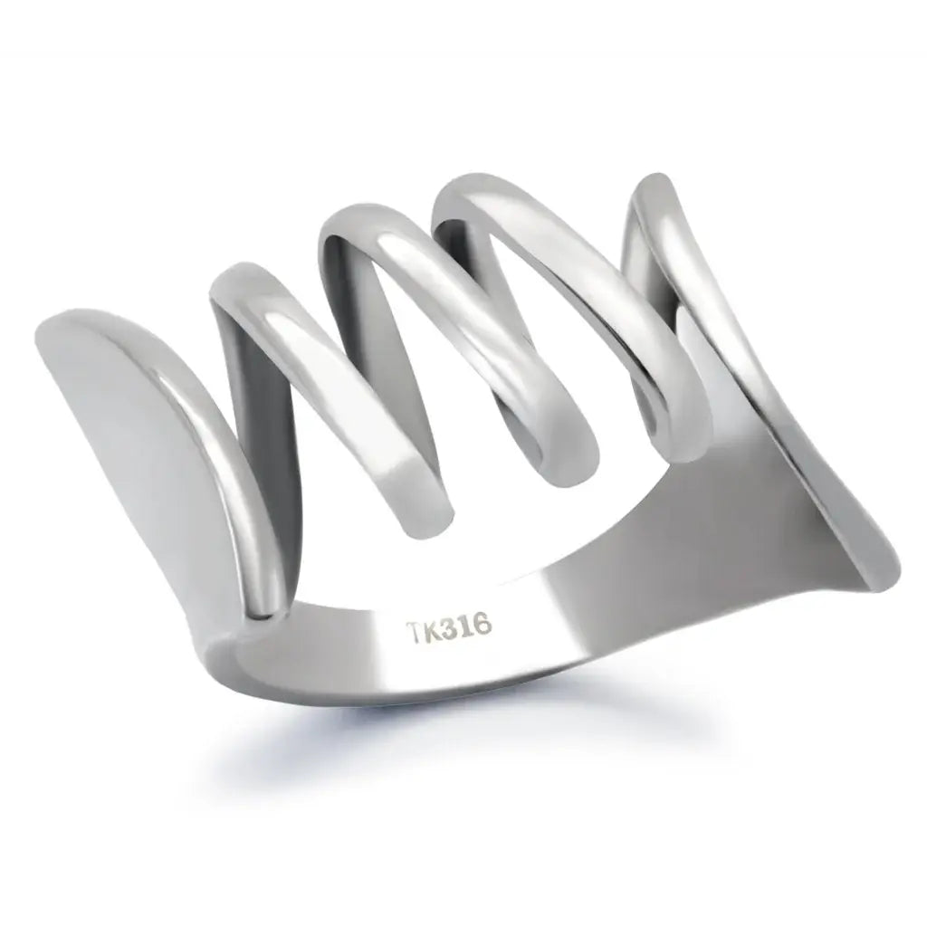 TK145 - High polished (no plating) Stainless Steel Ring with No Stone - Alamode - Flyclothing LLC