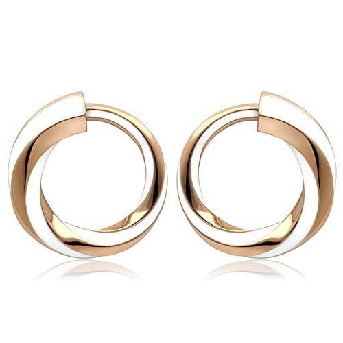 TK1488 - IP Rose Gold(Ion Plating) Stainless Steel Earrings with Epoxy  in White