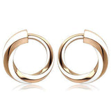 TK1488 - IP Rose Gold(Ion Plating) Stainless Steel Earrings with Epoxy in White - Alamode - Flyclothing LLC