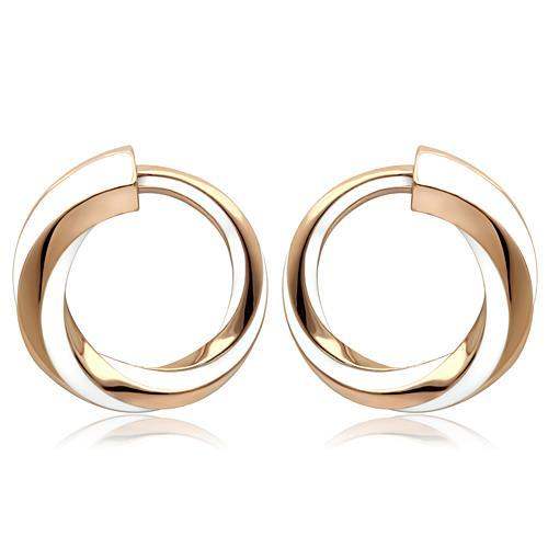 TK1488 - IP Rose Gold(Ion Plating) Stainless Steel Earrings with Epoxy in White - Alamode - Flyclothing LLC