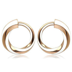 TK1488 - IP Rose Gold(Ion Plating) Stainless Steel Earrings with Epoxy  in White