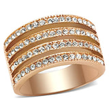 TK1492 - IP Rose Gold(Ion Plating) Stainless Steel Ring with AAA Grade CZ in Clear - Alamode - Flyclothing LLC