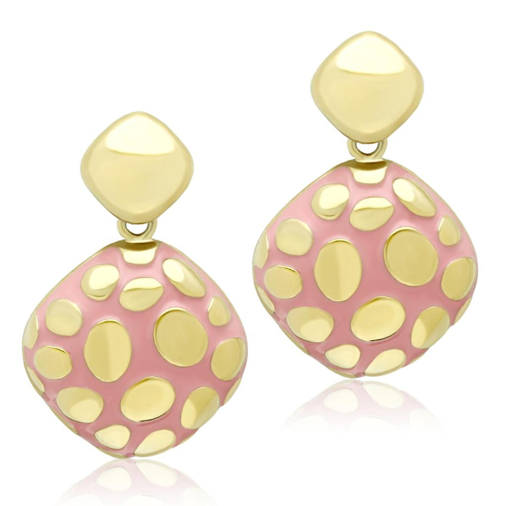 TK1502 - IP Gold(Ion Plating) Stainless Steel Earrings with Epoxy  in Light Rose - Alamode