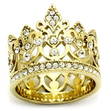 TK1507 - IP Gold(Ion Plating) Stainless Steel Ring with Top Grade Crystal  in Clear - Alamode