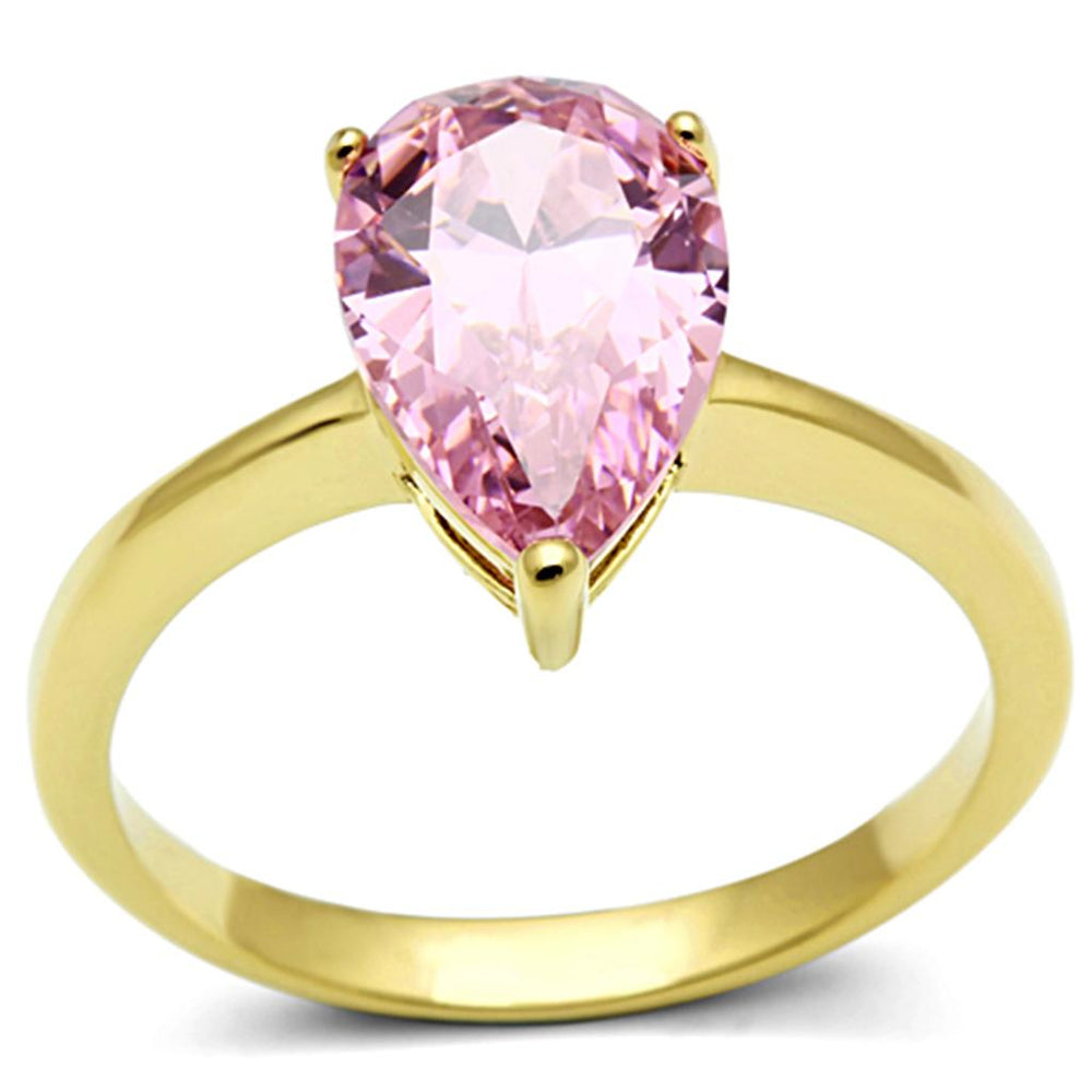 TK1508 - IP Gold(Ion Plating) Stainless Steel Ring with AAA Grade CZ  in Rose - Alamode